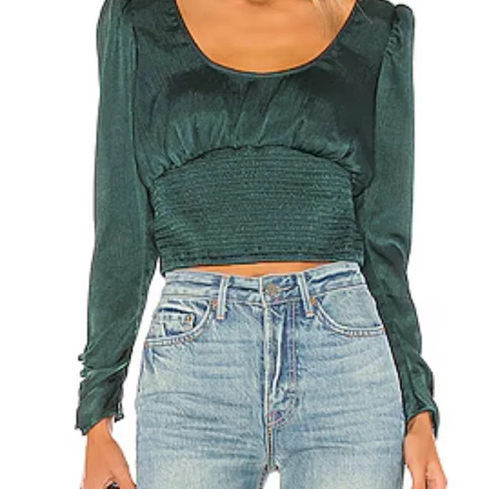 Free People Santiago Green Blouse